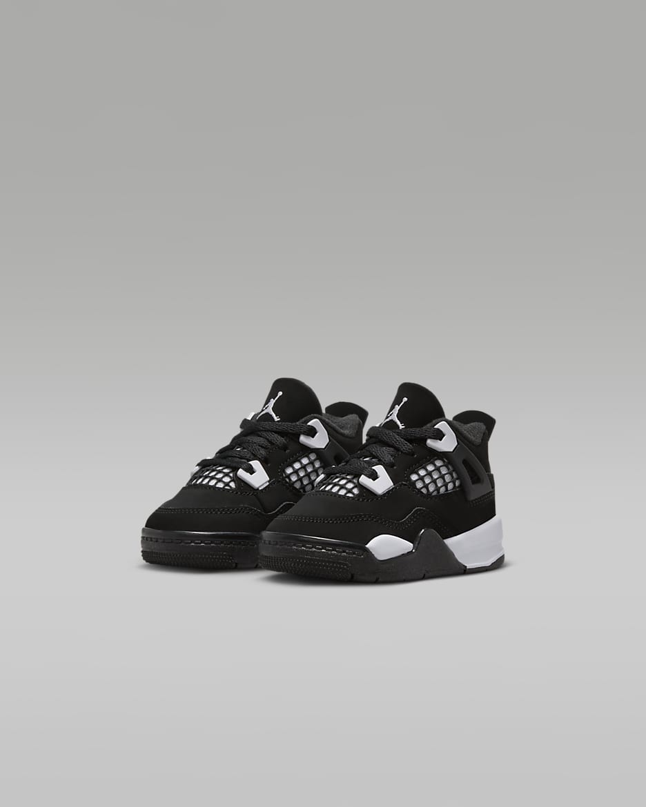 Jordan 4 Retro 'White Thunder' Baby/Toddler Shoes - Black/Black/White