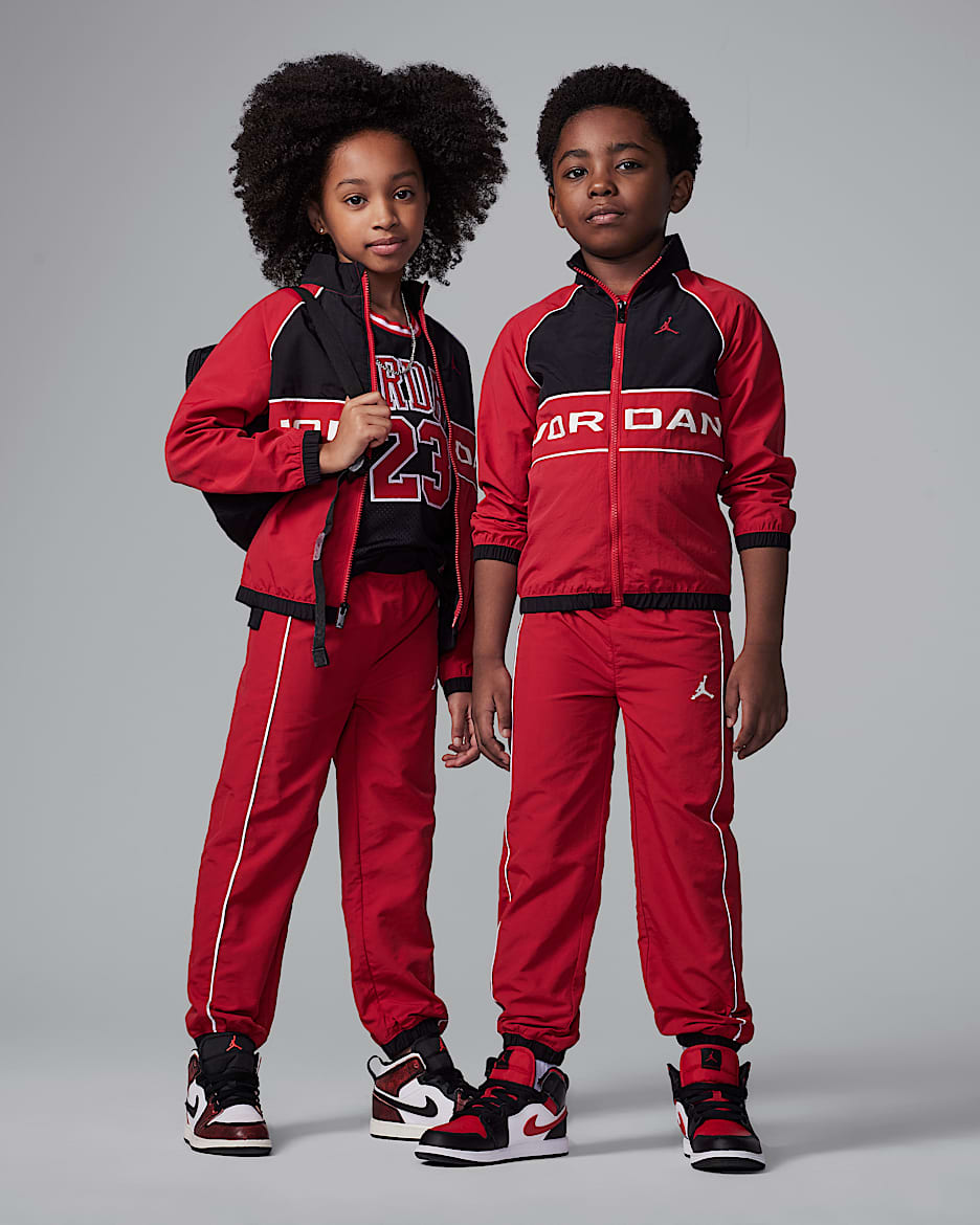 Conjunto con ribetes de rompevientos de dos piezas Jordan para niños talla pequeña - Rojo gimnasio