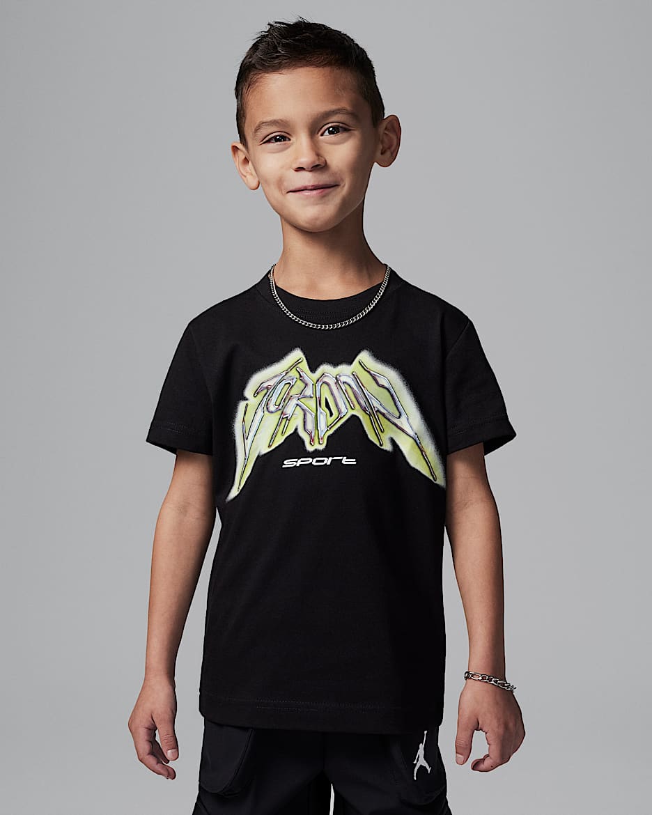 Playera con gráfico Sports para niños talla pequeña Jordan Dri-FIT - Negro