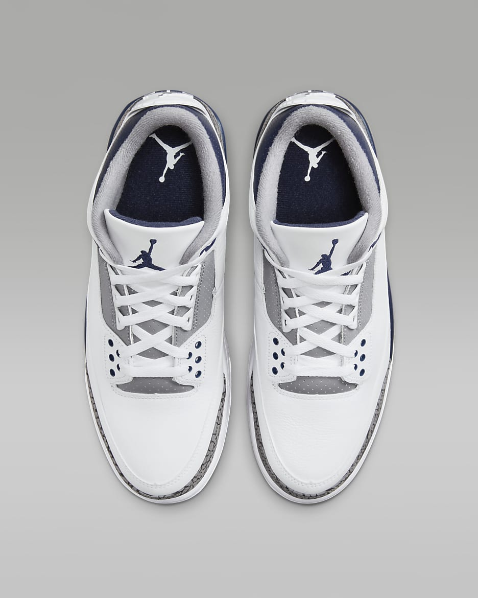 Air Jordan 3 Retro Men's Shoes - White/Cement Grey/Black/Midnight Navy