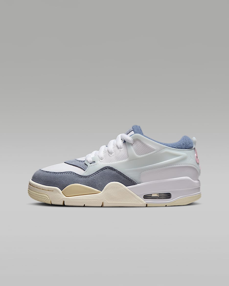 Air Jordan 4 RM Big Kids' Shoes - White/Diffused Blue/Ashen Slate/Prism Pink