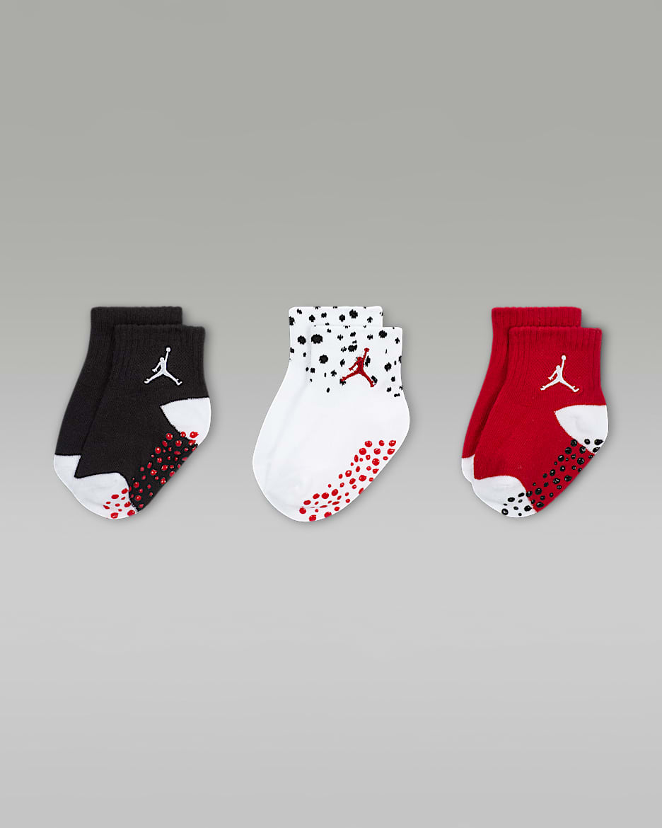 Jordan Speckle Gripper-crewstrømper til babyer (3 par) - sort