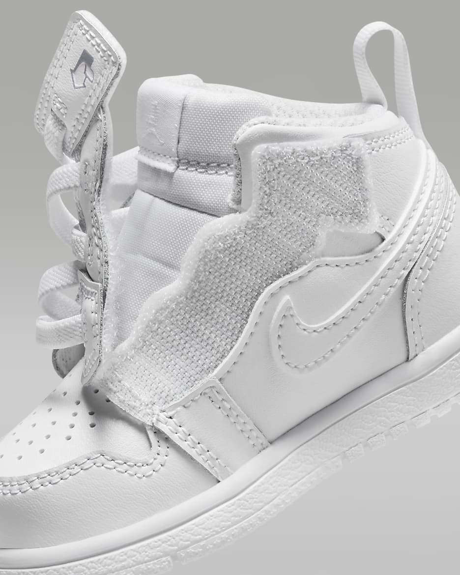 Chaussure Jordan 1 Mid Alt pour bébé et tout-petit - Blanc/Blanc/Blanc