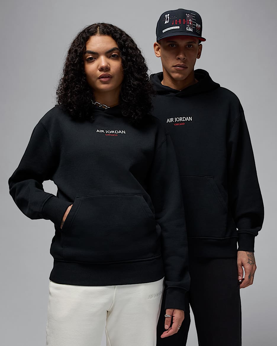 Sudadera con gorro sin cierre Chicago de tejido Fleece para hombre Air Jordan Wordmark - Negro
