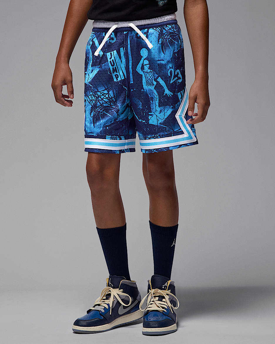 Jordan Dri-FIT Big Kids' MJ Printed Sport Diamond Shorts - Blue Void