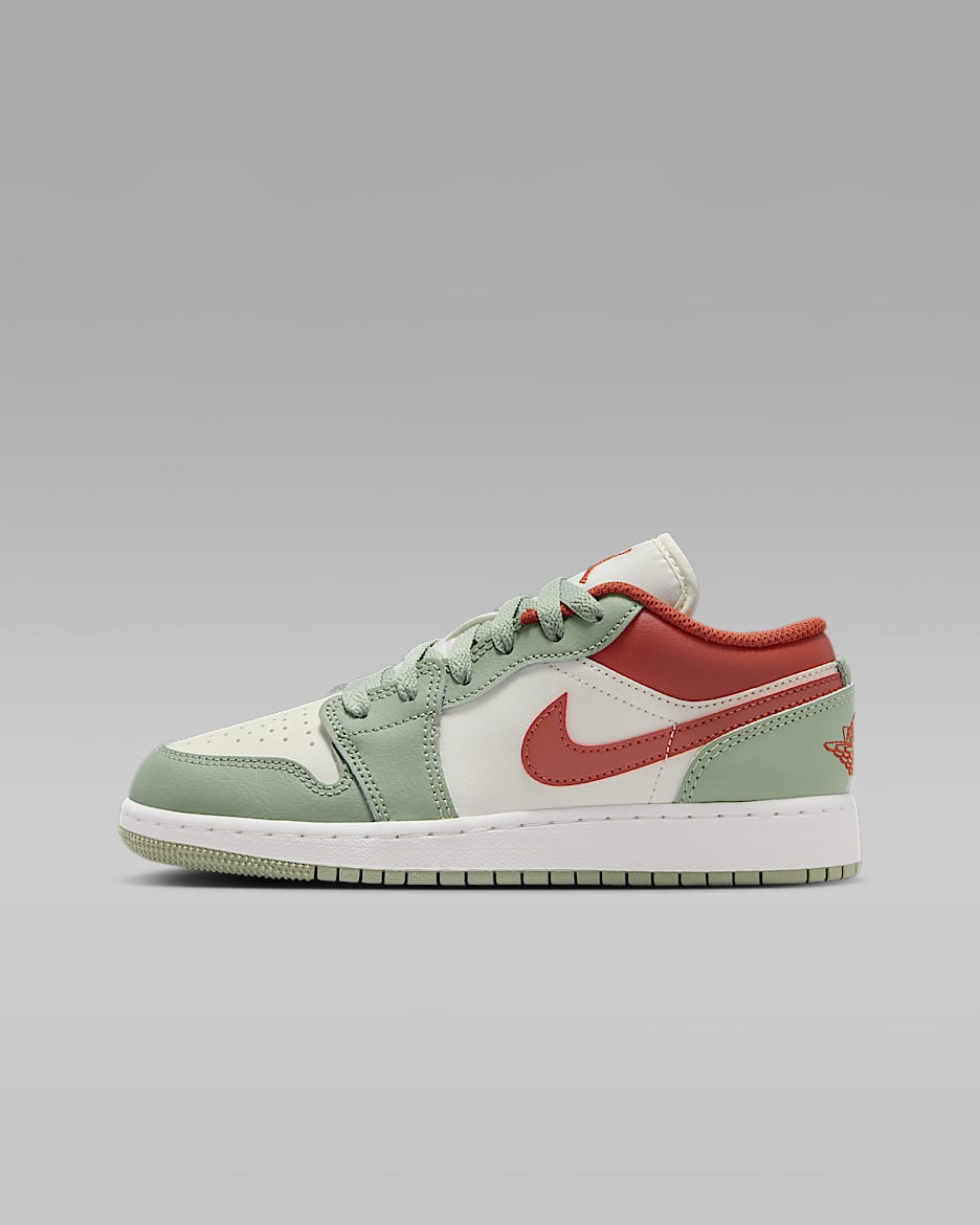 Chaussure Air Jordan 1 Low pour ado - Sail/Summit White/Redstone/Jade Horizon