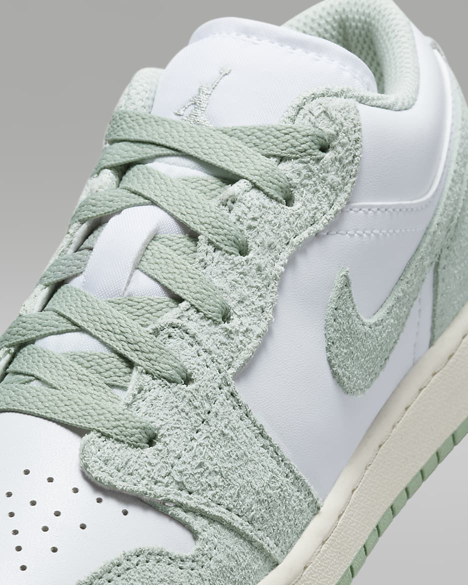 Air Jordan 1 Low SE Schuh für ältere Kinder - Weiß/Sail/Seafoam