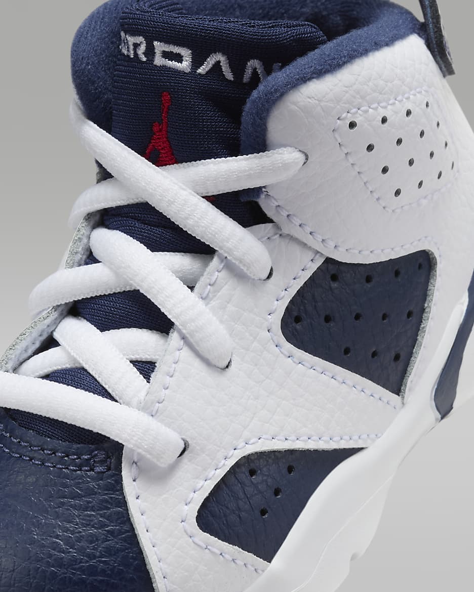 Jordan 6 Retro "White and Midnight Navy" Baby/Toddler Shoes - White/Midnight Navy/Varsity Red