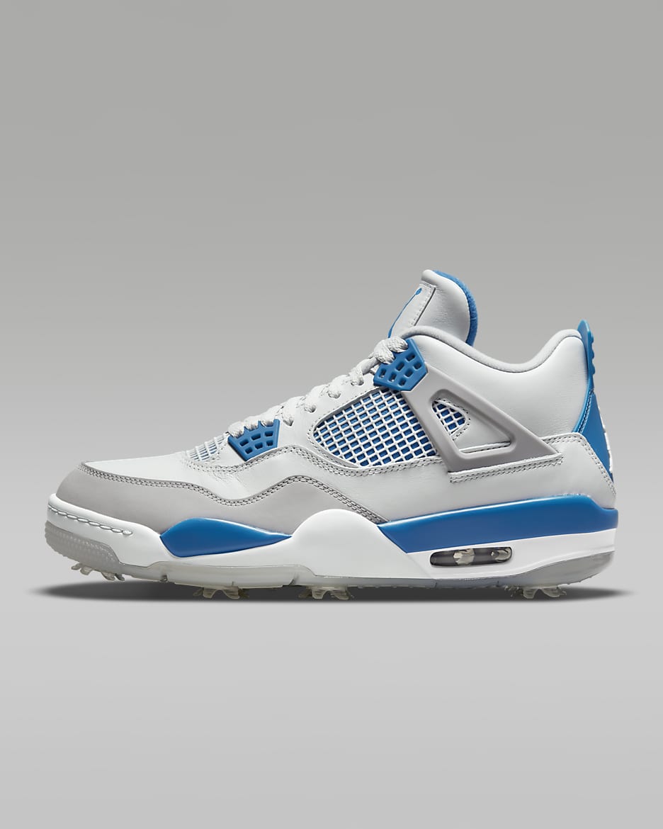 Jordan 4 G Golf Shoes - White/Neutral Grey/Black/Military Blue