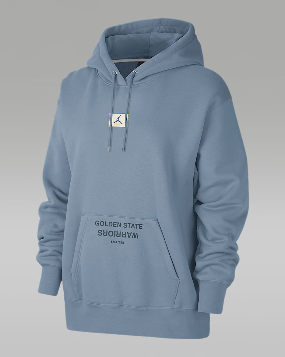 Golden State Warriors Flight Fleece Women's Jordan NBA Satin-Lined Pullover Hoodie - Ashen Slate/Armory Navy