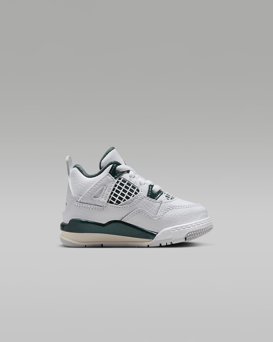 Jordan 4 Retro "Oxidized Green" Baby/Toddler Shoes - White/White/Neutral Grey/Oxidized Green