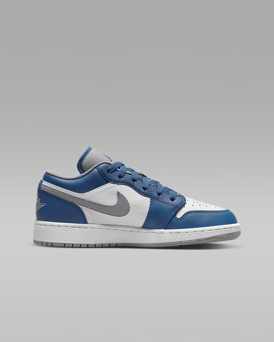 Air Jordan 1 Low Older Kids' Shoes - True Blue/White/Cement Grey