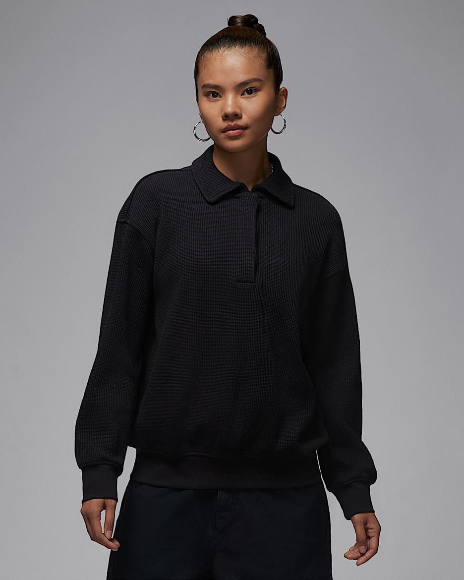 Jordan Flight Women's Long-Sleeve Waffle Top - Black