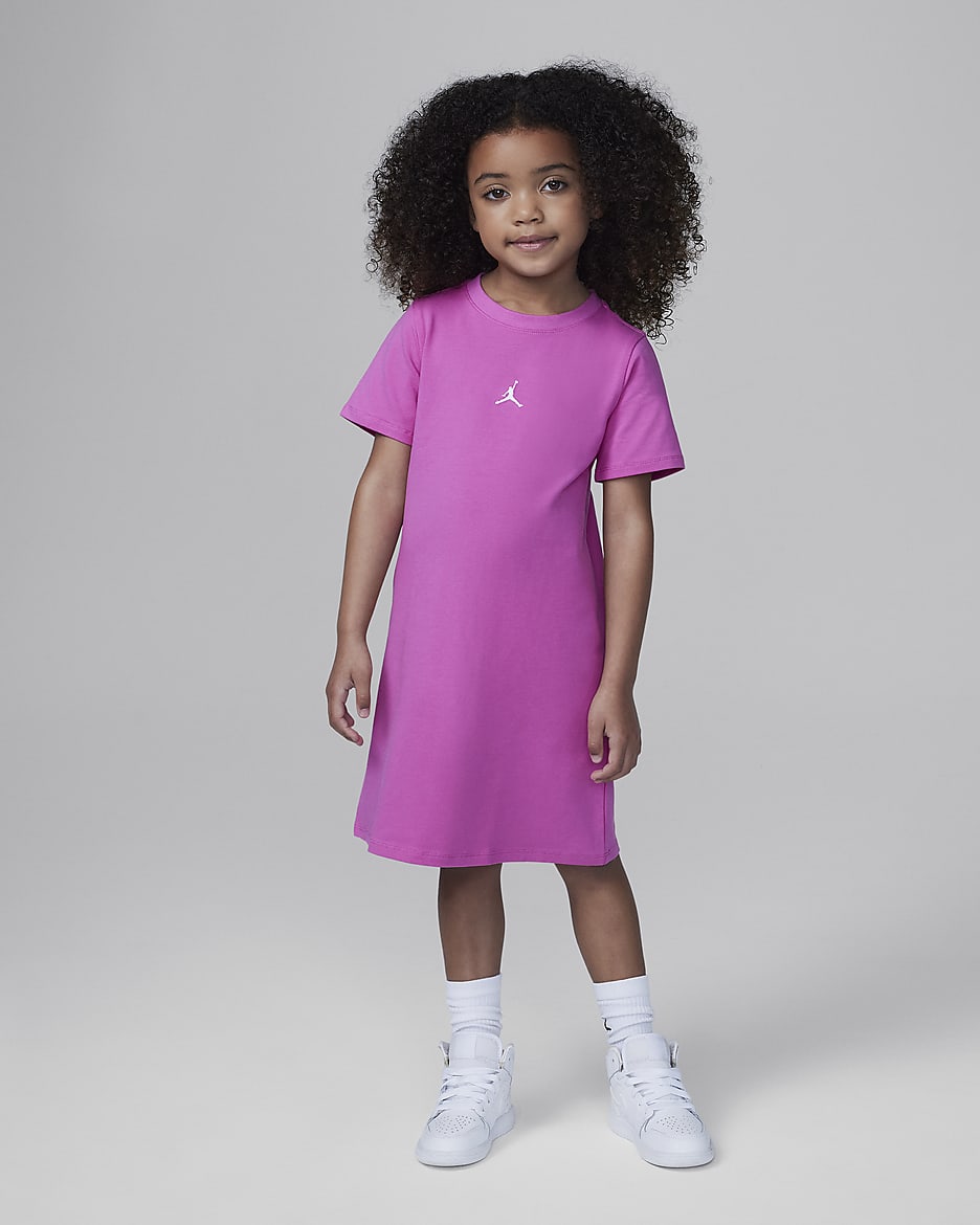 Vestido tipo playera para preescolar Jordan Brooklyn Essentials - Rosa pasión