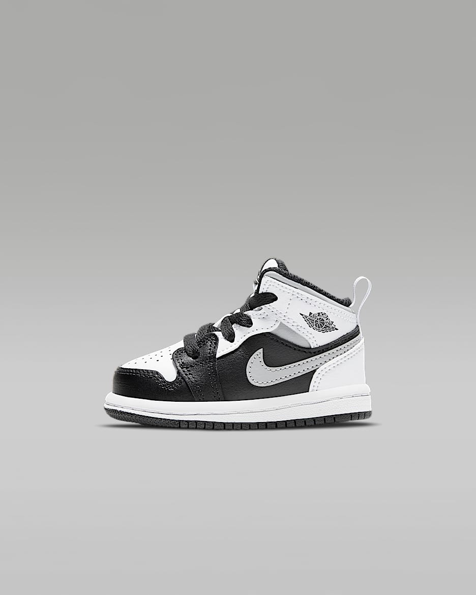 Jordan 1 Mid Baby and Toddler Shoe - Black/Light Smoke Grey/White