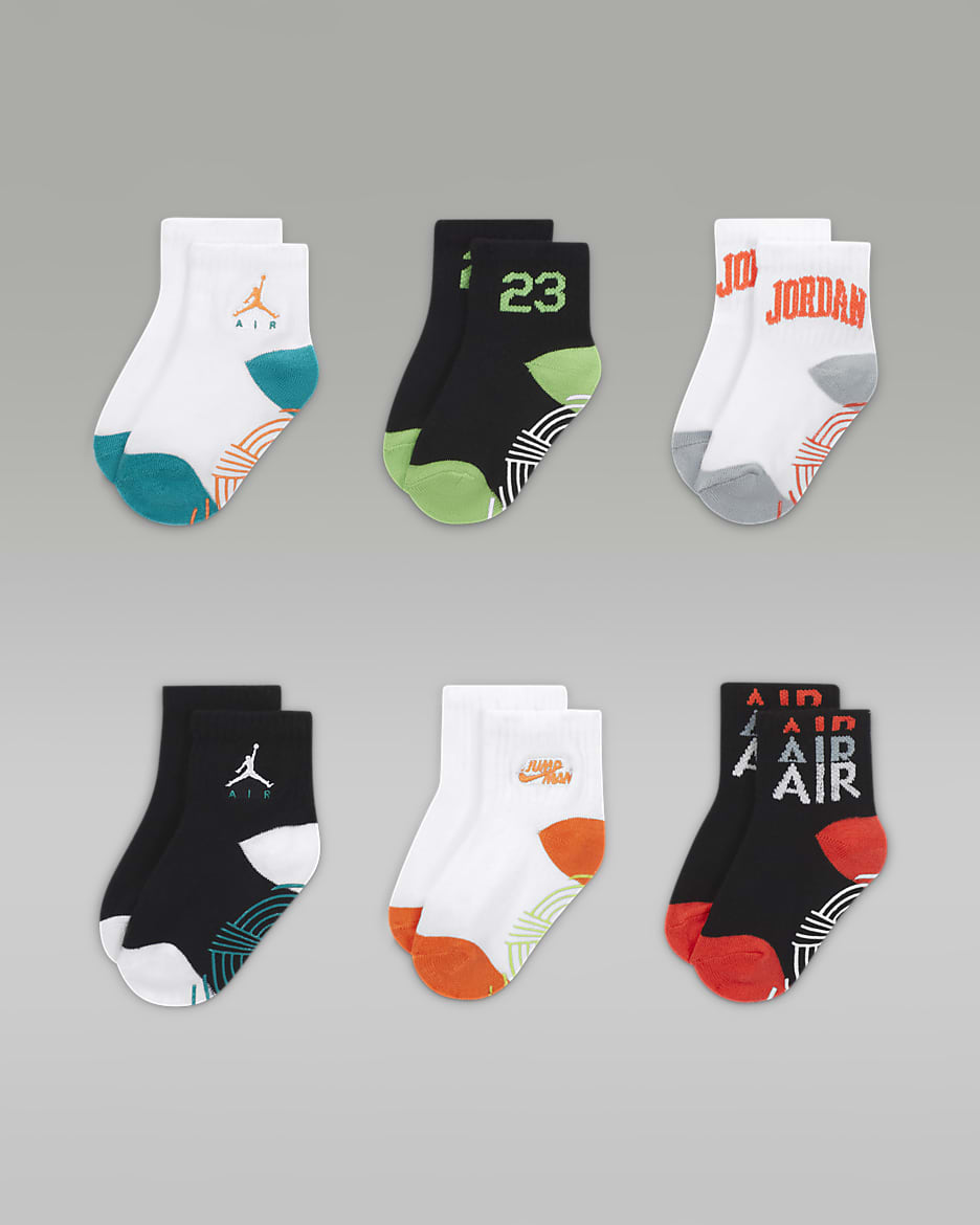 Jordan Baby (12-24M) Levels Ankle Gripper Socks (6 Pairs) - White