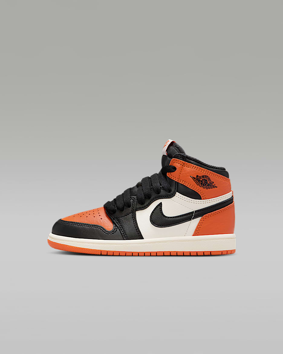Jordan 1 Retro High OG Little Kids' Shoes - Black/Sail/Starfish/Black