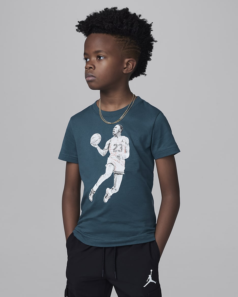 Playera con gráfico de lunares para preescolar Air Jordan - Verde oxidado