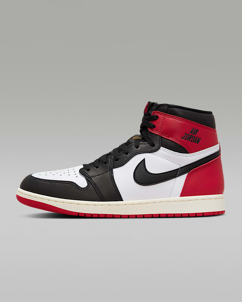 Tenis para hombre Air Jordan 1 Retro High OG "Black Toe" - Blanco/Rojo universitario/Vela/Negro