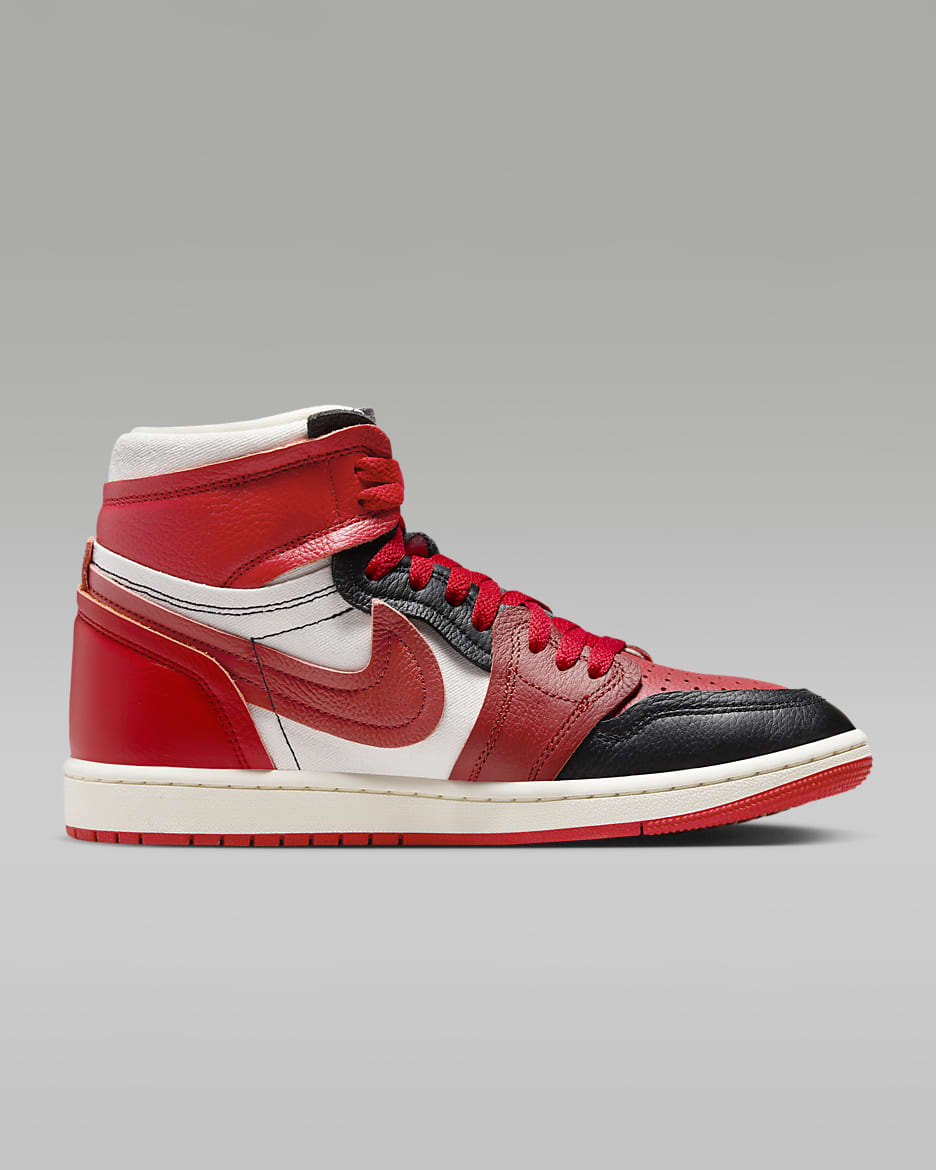 Air Jordan 1 High Method of Make Women's Shoes - Sport Red/Black/Sail/Dune Red