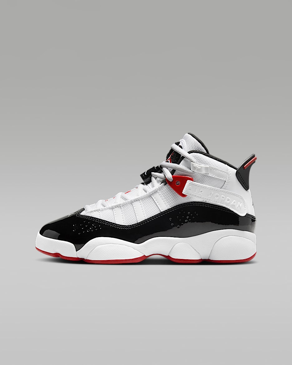 Tenis para niños grandes Jordan 6 Rings - Blanco/Rojo universitario/Negro