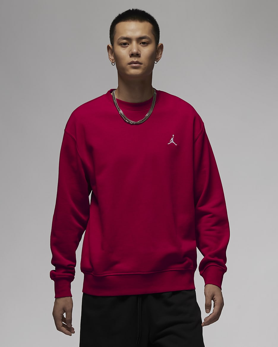 Jordan Essentials 男款內毛圈 Fleece 圓領運動衫 - Gym Red/白色