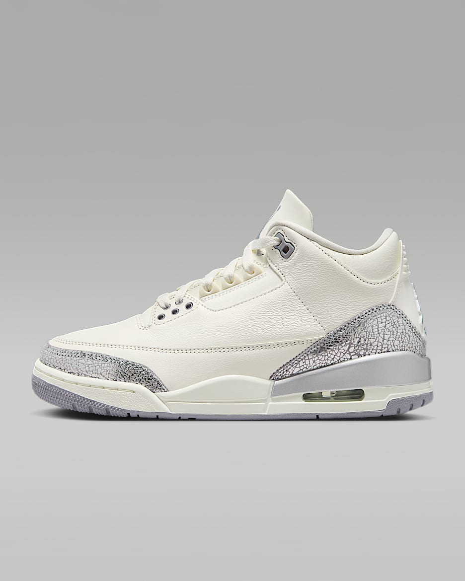 Air Jordan 3 Retro Women's Shoes - Sail/Metallic Silver/Cement Grey