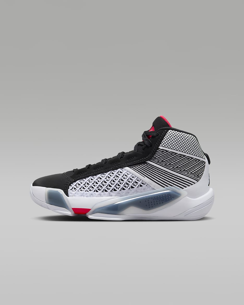 Air Jordan XXXVIII 大童鞋款 - 白色/黑色/Siren Red