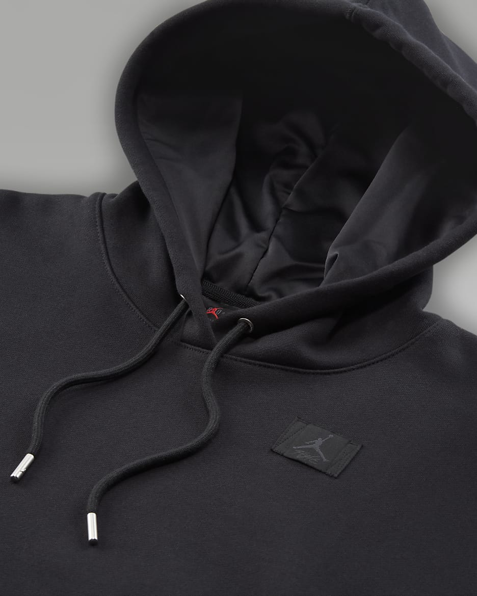 Jordan Flight Fleece Women's Satin-Lined Pullover Hoodie - Black/Dark Smoke Grey