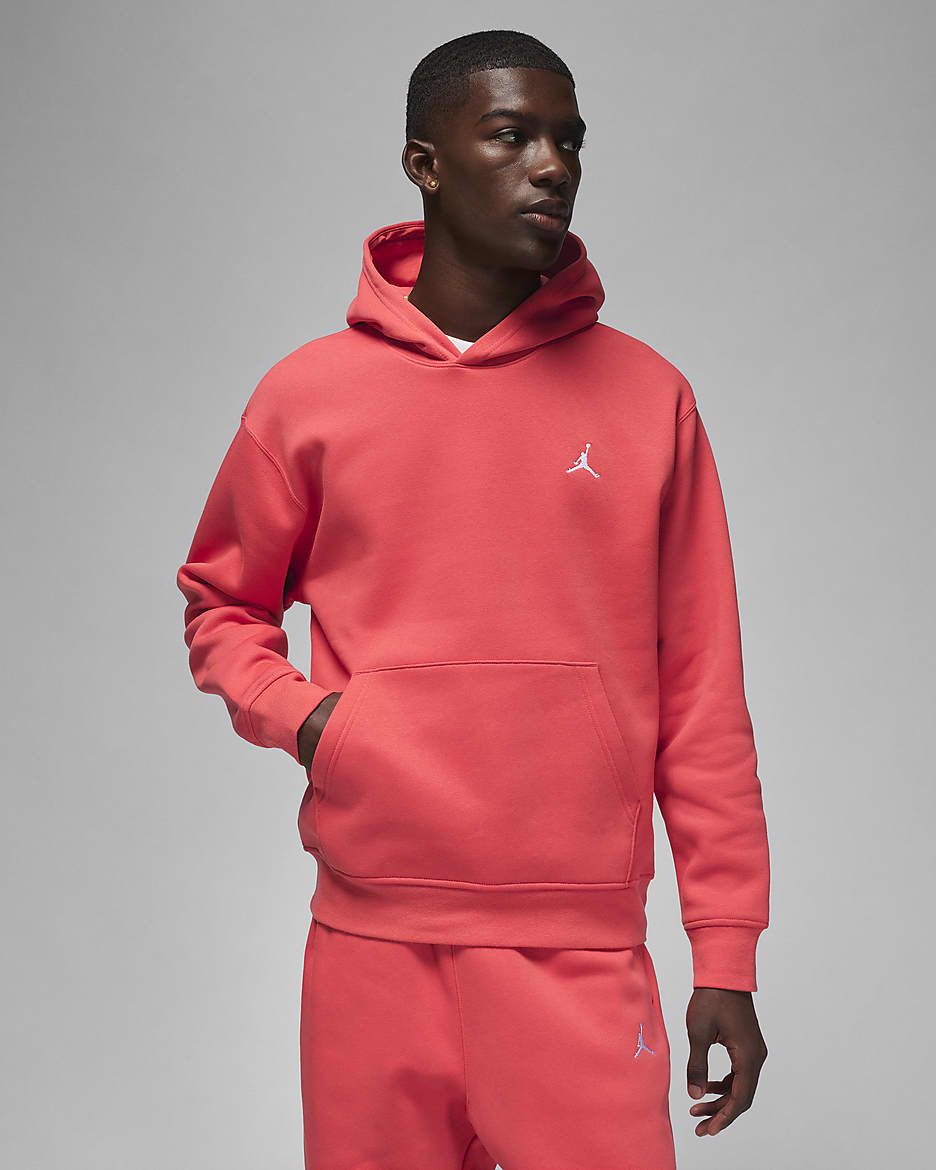 Jordan Brooklyn Fleece Men's Printed Pullover Hoodie - Lobster/White