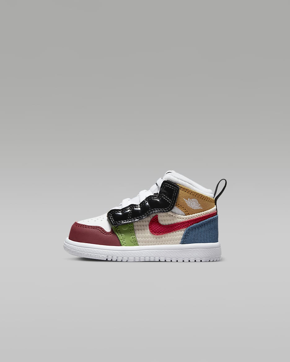 รองเท้าทารก/เด็กวัยหัดเดิน Jordan 1 Mid Alt SE - ขาว/ดำ/Pearl White/Gym Red