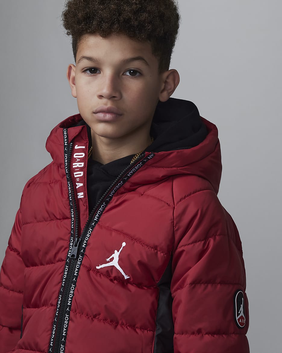 Jordan schwere Puffer-Jacke mit Kapuze für ältere Kinder - Gym Red