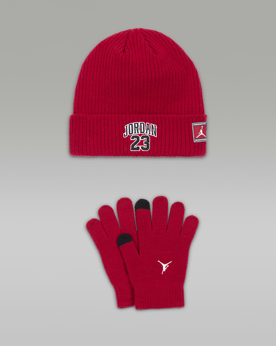 Jordan Big Kids' 2-Piece 23 Jersey Beanie Set - Gym Red