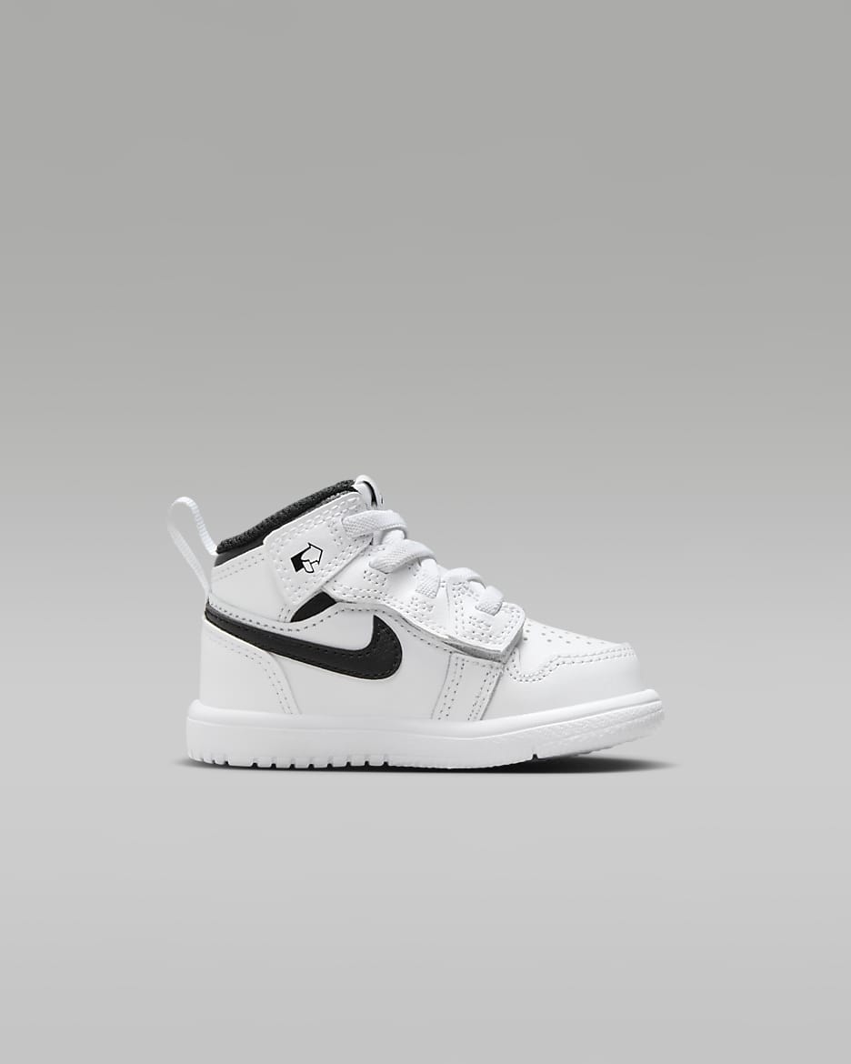 Jordan 1 Mid Alt-sko til babyer/småbørn - hvid/hvid/sort/sort