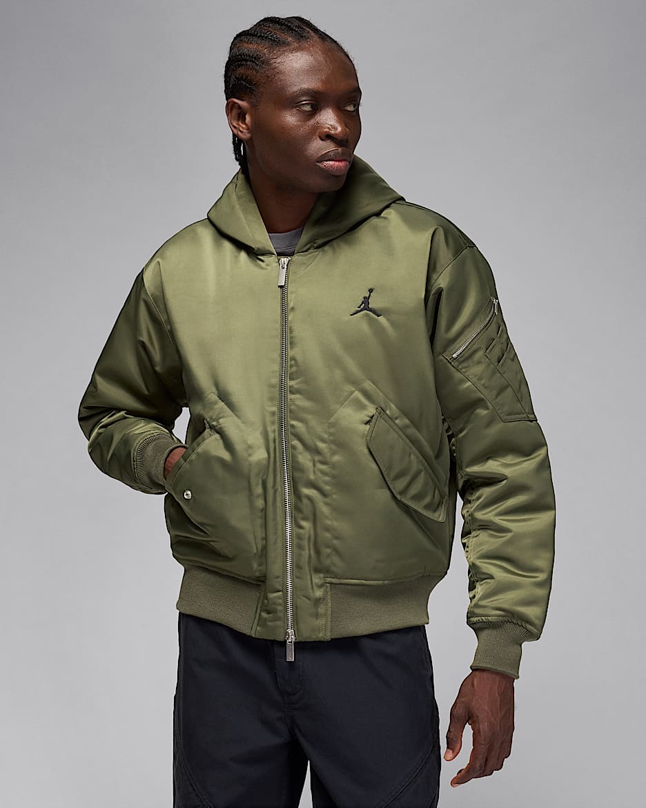 Pánská bunda Jordan Renegade Flight Therma-FIT s kapucí - Medium Olive/Starfish/Černá