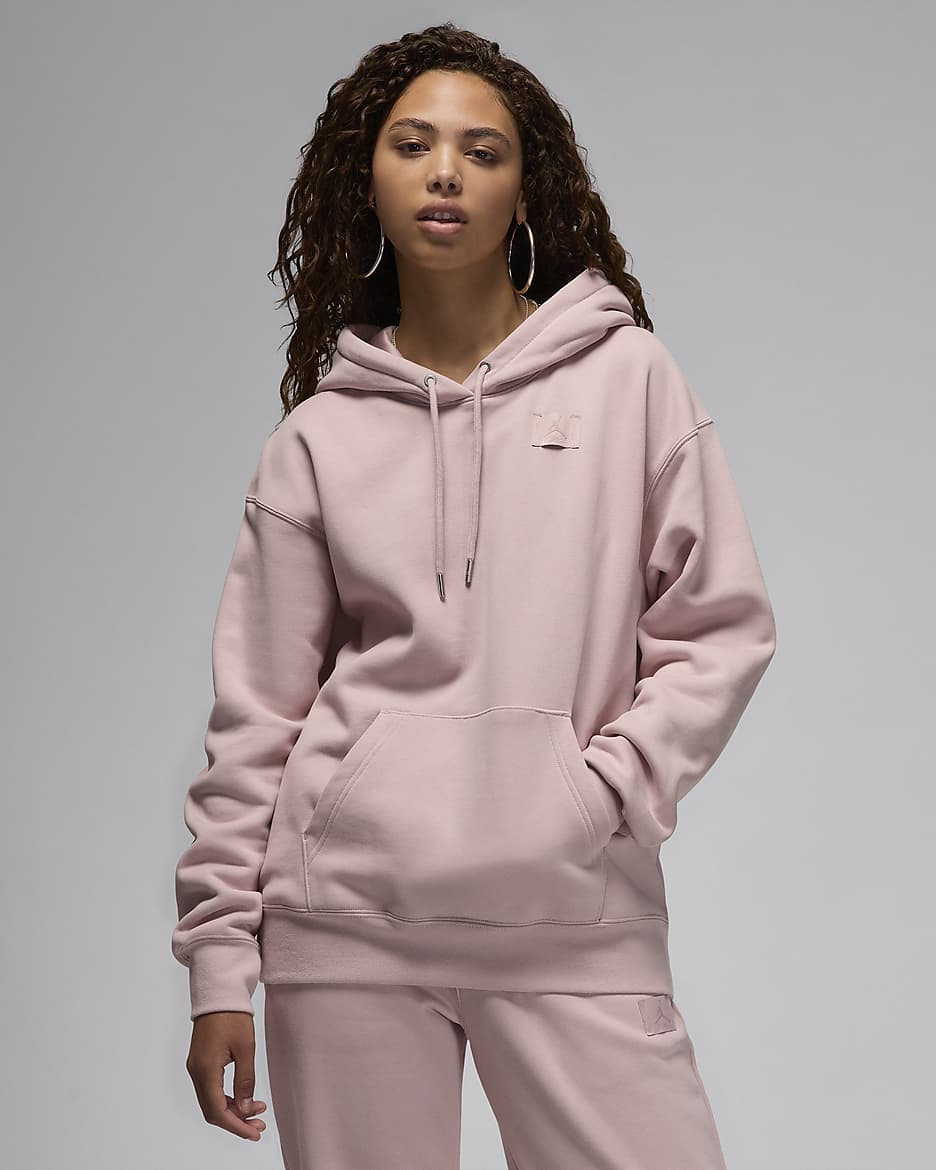 Jordan Flight Fleece Women's Satin-Lined Pullover Hoodie - Pink Oxford