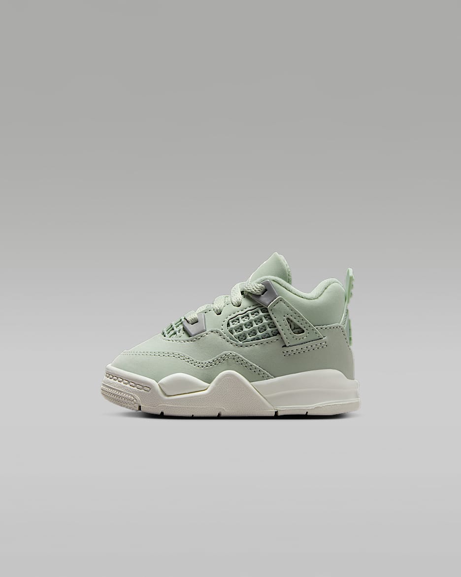 Jordan 4 Retro "Abundance" Baby/Toddler Shoes - Seafoam/Metallic Silver/Sail
