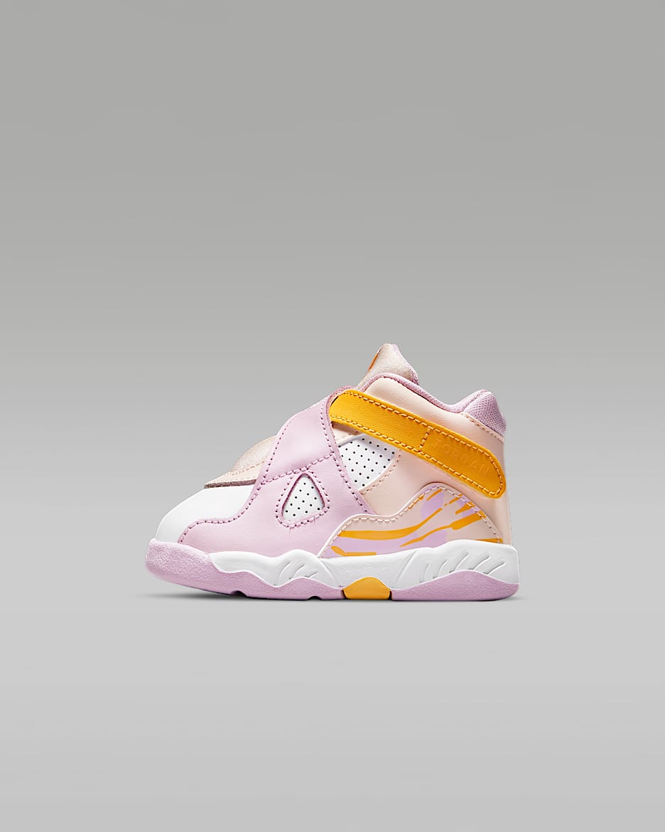 Jordan 8 Retro Infant/Toddler Shoes - Orange Pearl/White/University Gold/Light Arctic Pink