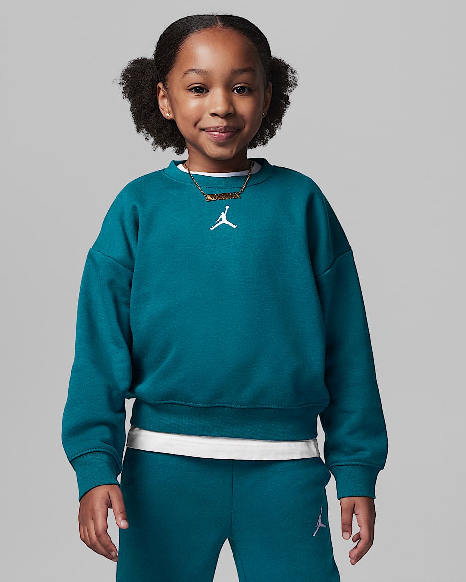 Jordan Icon Play Oversized Crew Little Kids Top Green Jordan Icon Play Oversized Crew Little Kids Top Green