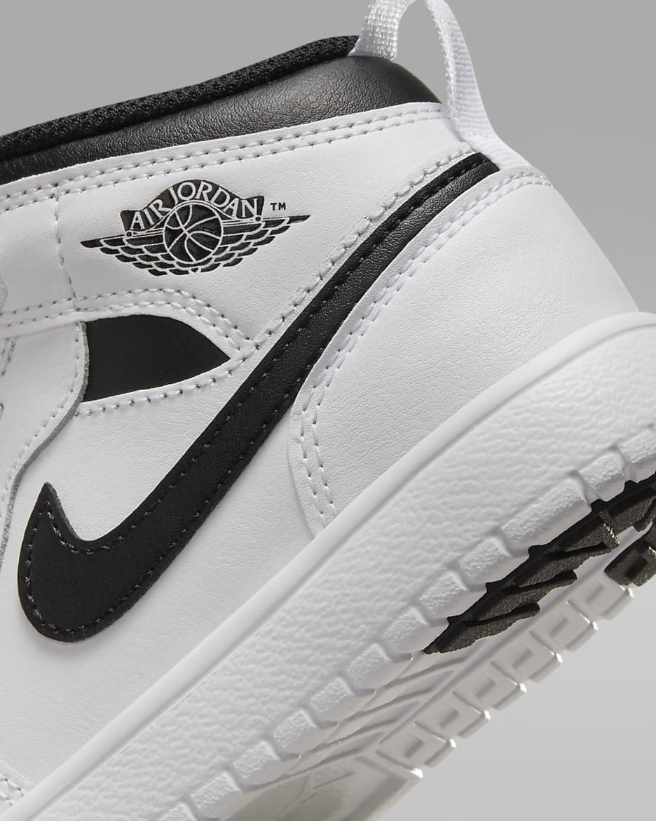 Calzado para niños de preescolar Jordan 1 Mid Alt - Blanco/Blanco/Negro/Negro