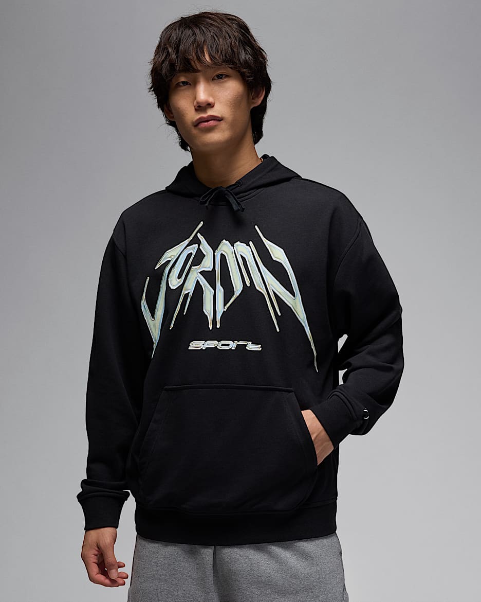 Sudadera con gorro sin cierre de tejido Fleece Dri-FIT para hombre Jordan Sport Crossover - Negro/Blanco
