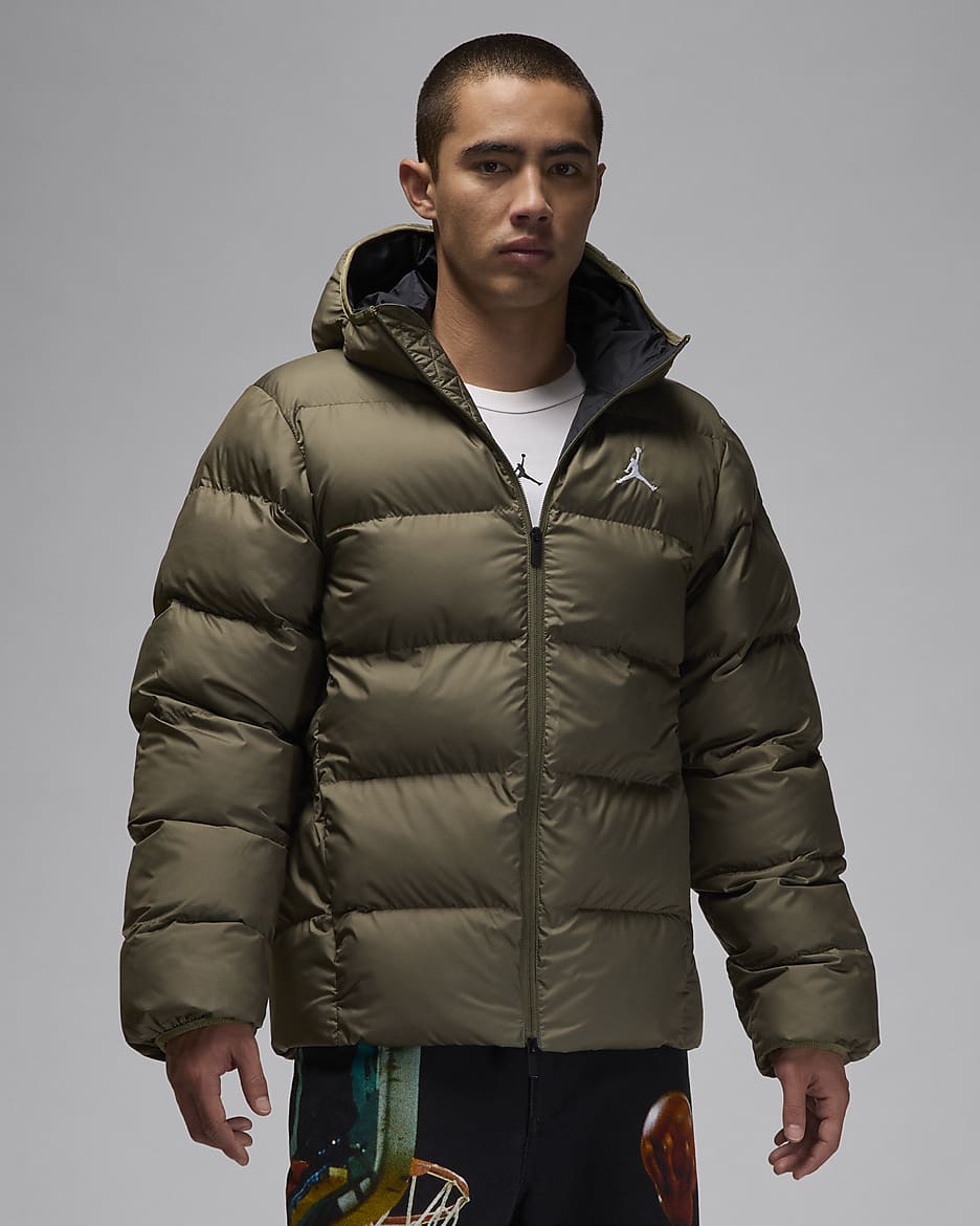 Jordan Brooklyn Men's Puffer Jacket - Medium Olive/Black