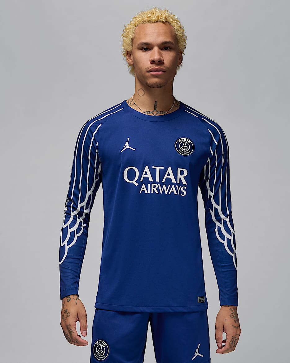 เสื้อแข่งฟุตบอลแขนยาว Replica ผู้ชาย Jordan Dri-FIT Paris Saint-Germain 2024/25 Stadium Fourth - Blue Void/Phantom/Phantom