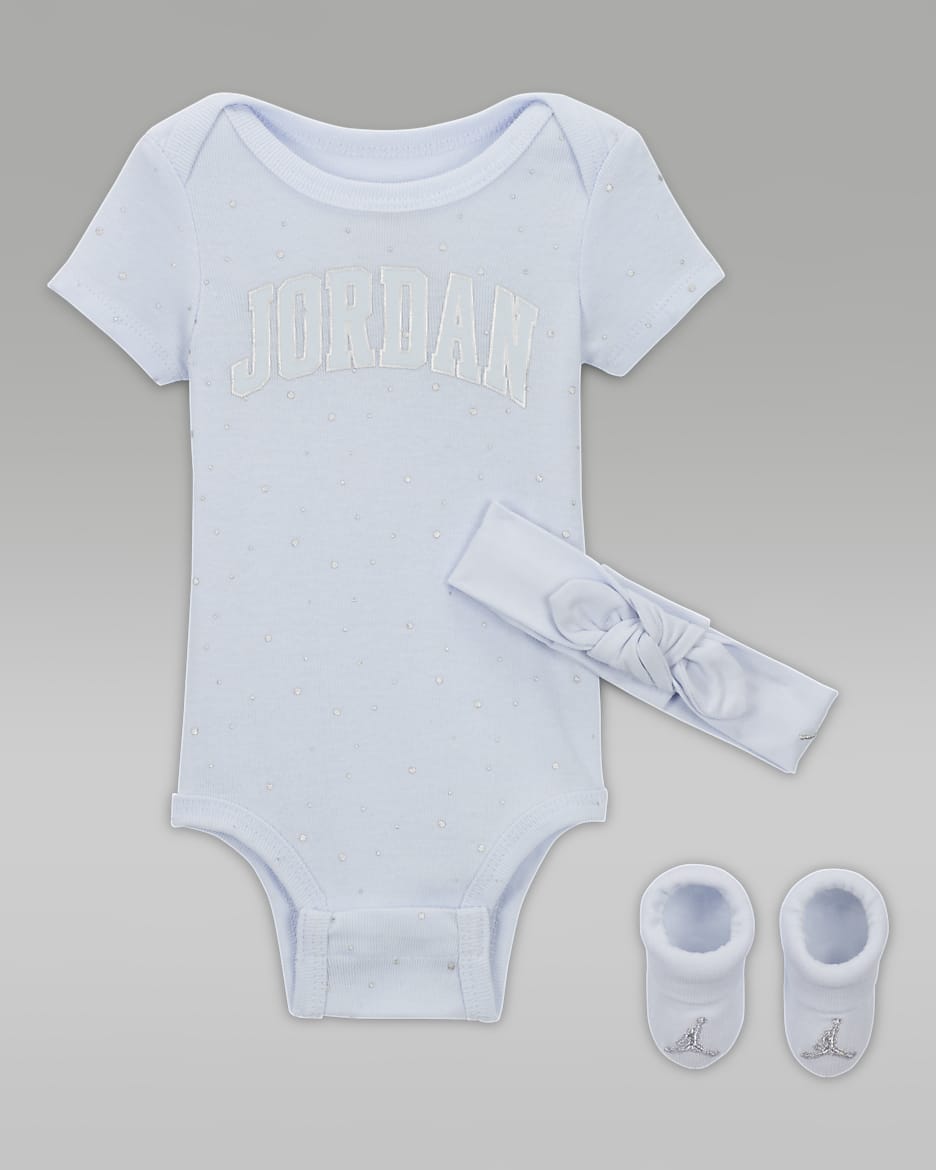Caja de conjunto de 3 piezas color azul pastel para bebé (0-9 meses) Jordan - Gris fútbol