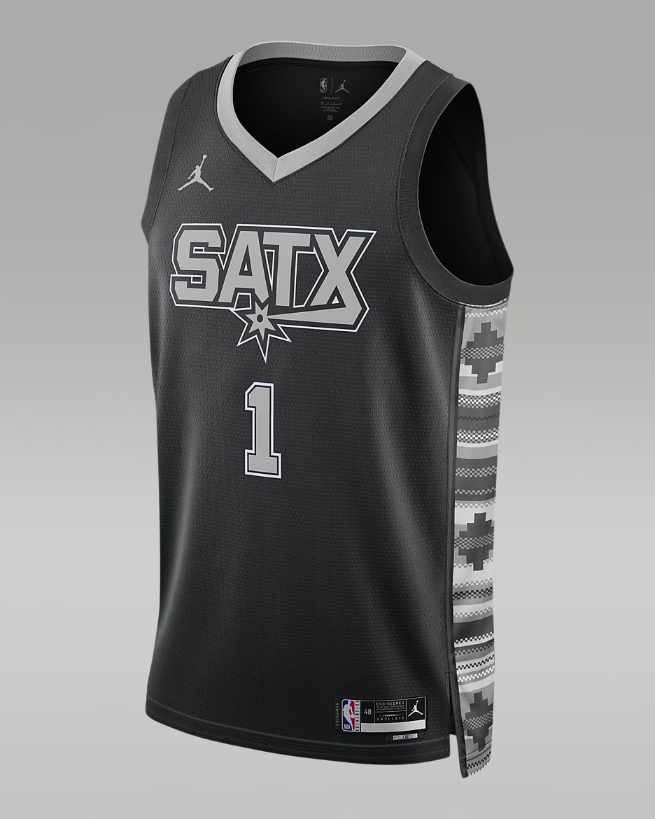 San Antonio Spurs Statement Edition Jordan Dri-FIT NBA Swingman Trikot für Herren - Schwarz/Flat Silver