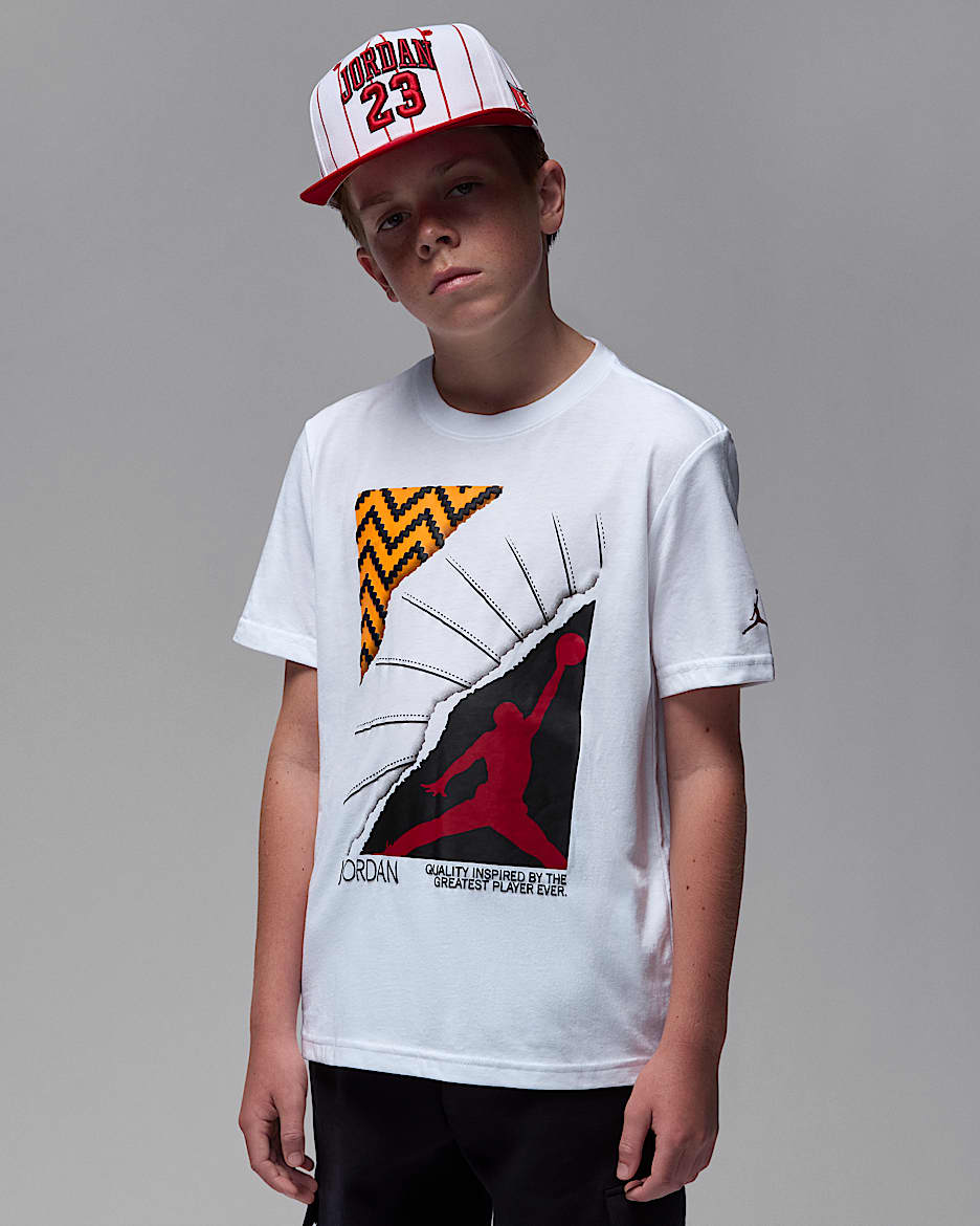 Jordan Big Kids' '24 Retro Taxi T-Shirt - White