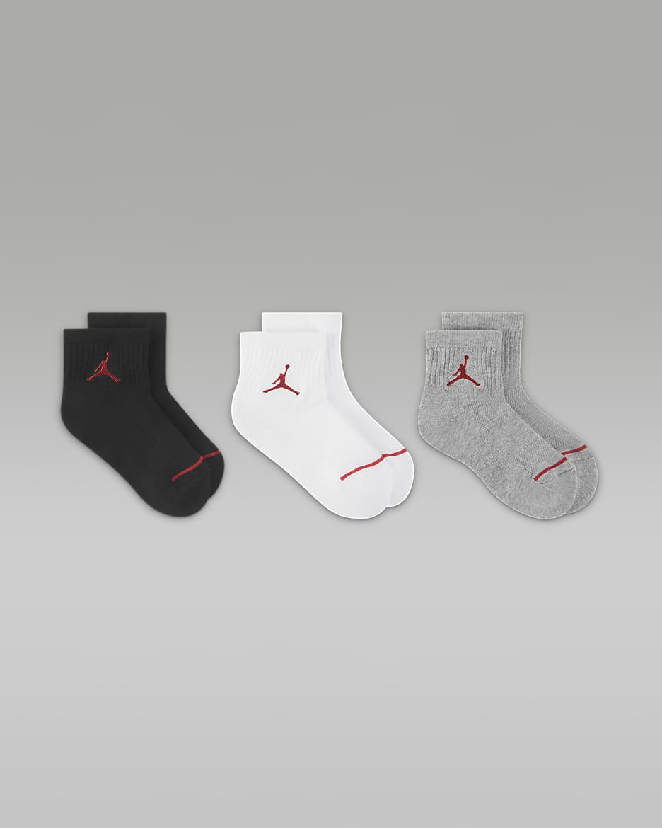 Jordan Little Kids' Ankle Socks (3 Pairs) - Dark Grey Heather