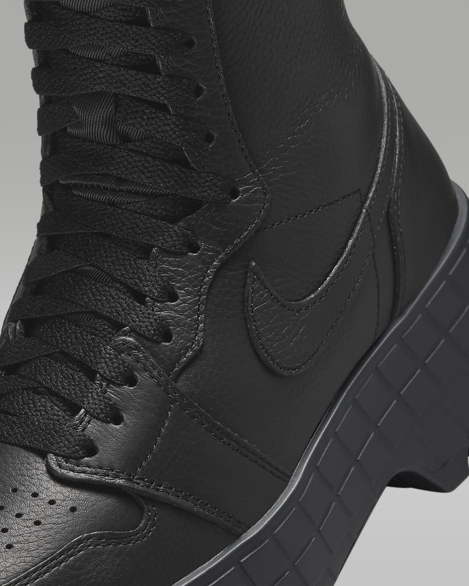 Botas Air Jordan 1 Brooklyn - Negro/Negro/Peltre liso