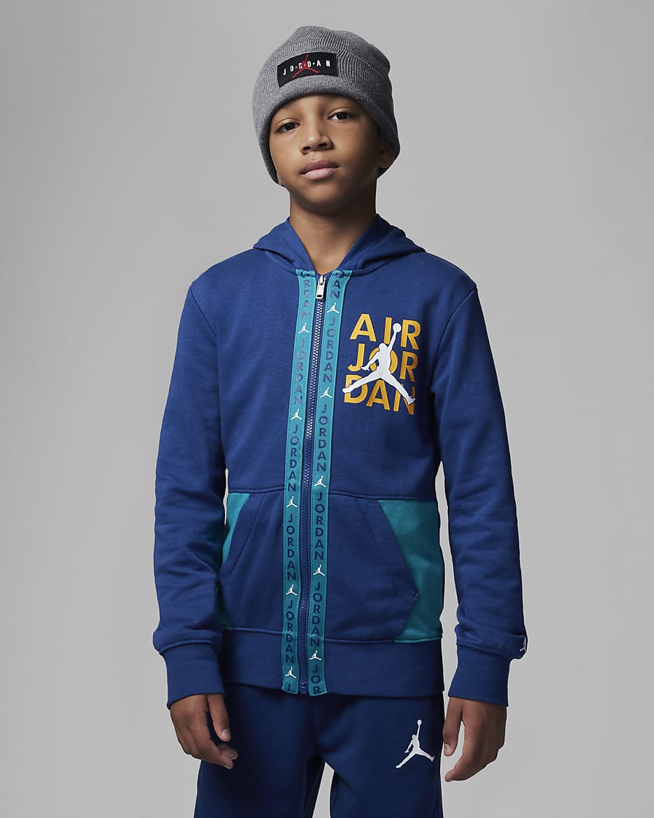 Jordan Big Kids' Vert Tape Full-Zip Hoodie - French Blue