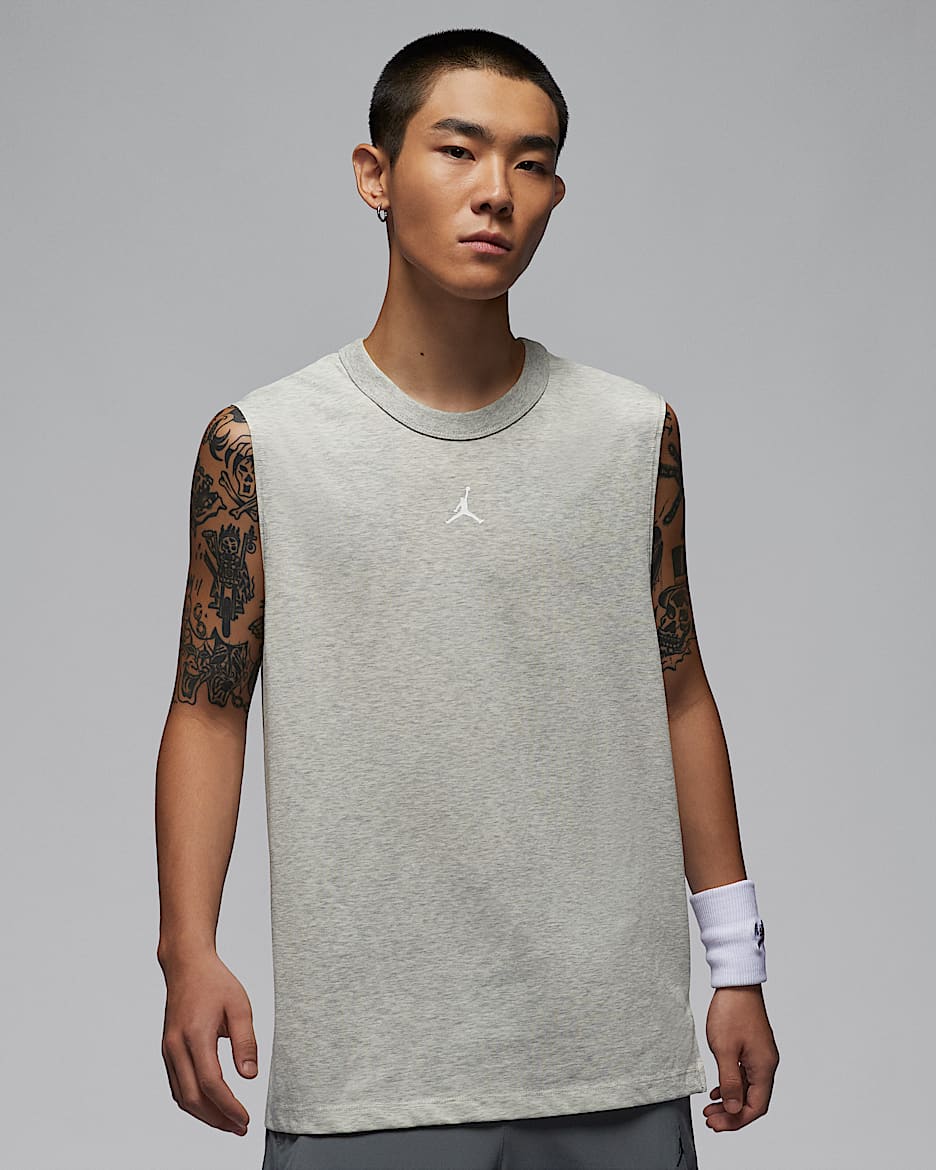 Pánské tričko Jordan Sport Dri-FIT bez rukávů - Grey Heather/Bílá